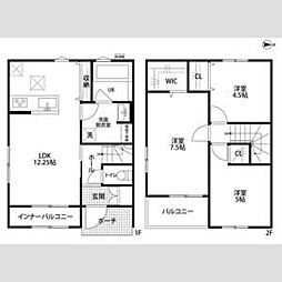 リーブルファイン川部V 1階3LDKの間取り