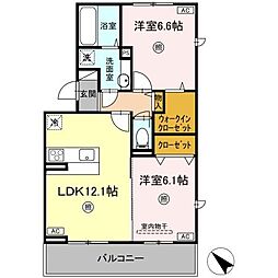 TSコート広崎 301 3階2LDKの間取り