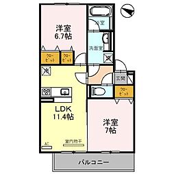 D-ROOM YOU 2階2LDKの間取り