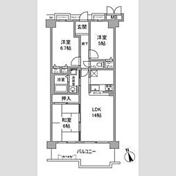 サンシティ大津石山 3階3LDKの間取り