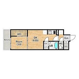 シエーナグランデ四条烏丸 3階1DKの間取り