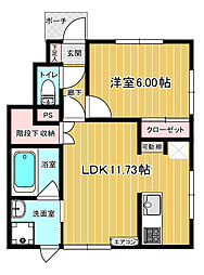 グランデアン 1階1LDKの間取り