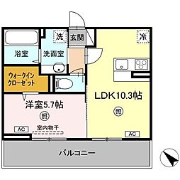 TSコート広崎 205 2階1LDKの間取り
