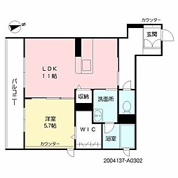シャーメゾン　フォルジュロン 3階1LDKの間取り
