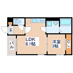 REGALEST仙台長町南 1階1LDKの間取り