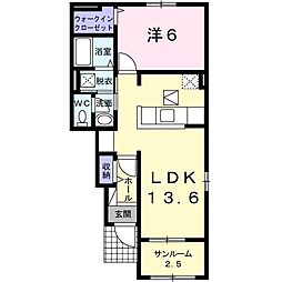 エーデルシュタイン　Ａ棟 1階1LDKの間取り