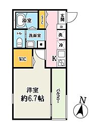 セレーノ西浦和 2階1Kの間取り