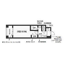 ウイステリア神宮西 1Kの間取図画像