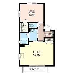 東武野田線 大和田駅 徒歩13分の賃貸アパート 2階1LDKの間取り