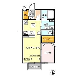 東武伊勢崎線 太田駅 3.6kmの賃貸アパート 1階1LDKの間取り
