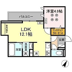 (仮称)D-ROOM新屋敷 3階1LDKの間取り