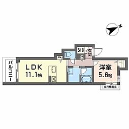 メープル 201 2階1LDKの間取り