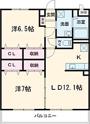 YM明野西二丁目 5階1LDKの間取り