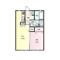 上毛電気鉄道 三俣駅 徒歩22分の賃貸アパート 1階1LDKの間取り
