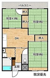 ニューコーポあだち 3階3DKの間取り