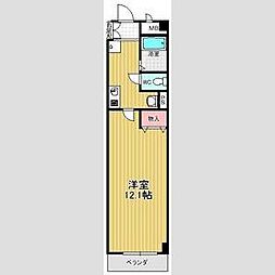 ネスト三吉 3階1Kの間取り