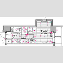 グランド・ガーラ横濱山下町 7階1Kの間取り