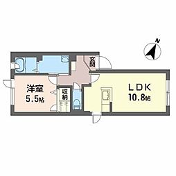 シャーメゾン・グリュック 1階1LDKの間取り