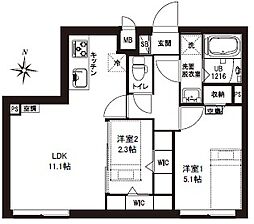 レピュア東大島駅前レジデンス 2LDKの間取図画像