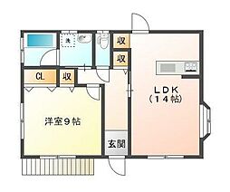芳伸ハイム　1 1階1LDKの間取り