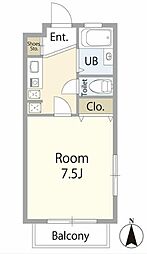 グリーンコート江古田 1階1Kの間取り