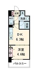 アーバネックス同心 3階1DKの間取り