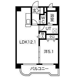 カムパース浄水 3階1LDKの間取り