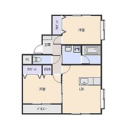 セントラルパーク 3階2LDKの間取り