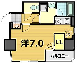 SWISS京都堀川WEST 10階1Kの間取り
