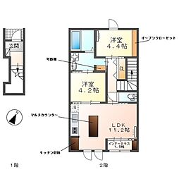 Woodstock Nest 2階2LDKの間取り