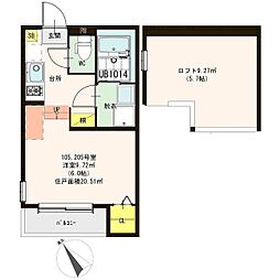 Les Saisons淀 2階1Kの間取り