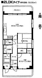 エルパーク浮島 2階2LDKの間取り