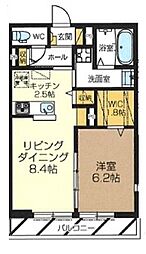 シュガーヒル 1階1LDKの間取り