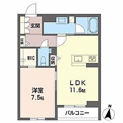 マグノリア上杉 2階1LDKの間取り