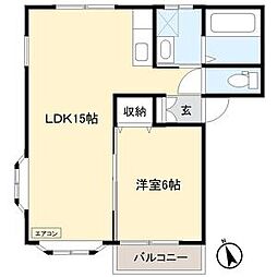 ファンタジアIII 1階1LDKの間取り