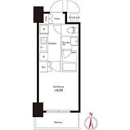 ハーモニーレジデンス武蔵小杉 2階1Kの間取り