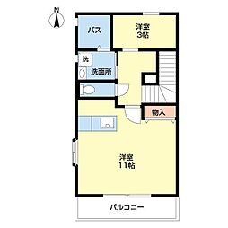 グランシャリオＡ 2階1SKの間取り