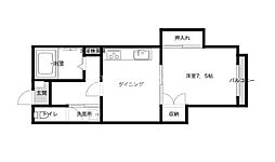 ユナイテッド羽屋 1階1DKの間取り