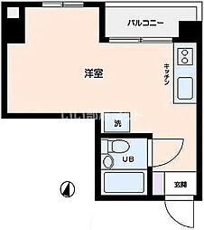 鳥越尾形シャルム 2階ワンルームの間取り