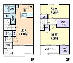 ドミール大島VII　Ｂ 1階2LDKの間取り