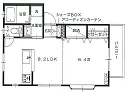 クレスト中仙道 2階1LDKの間取り