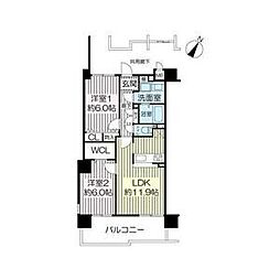 グローバル瀬田 3階2LDKの間取り