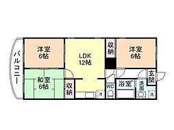 藤ハイツ 5階3LDKの間取り