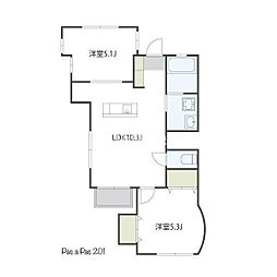 Ｐａｓ　ａ　Ｐａｓ 2階2LDKの間取り