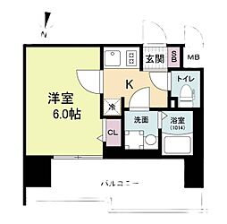エスリードレジデンス梅田グランゲート 15階1Kの間取り