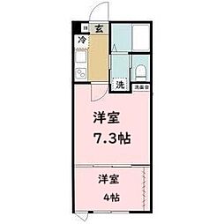 ジャスティス 2階2Kの間取り