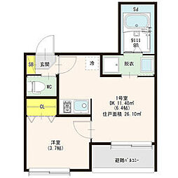 ハーモニーヒルズ豊田本町 3階1DKの間取り