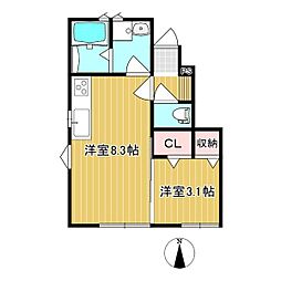 イスウィド 1階1LDKの間取り