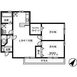 プリスティーヌ 101 1階2LDKの間取り