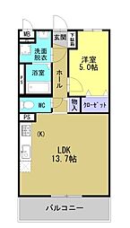 プランドールソフィアVI 2階1LDKの間取り